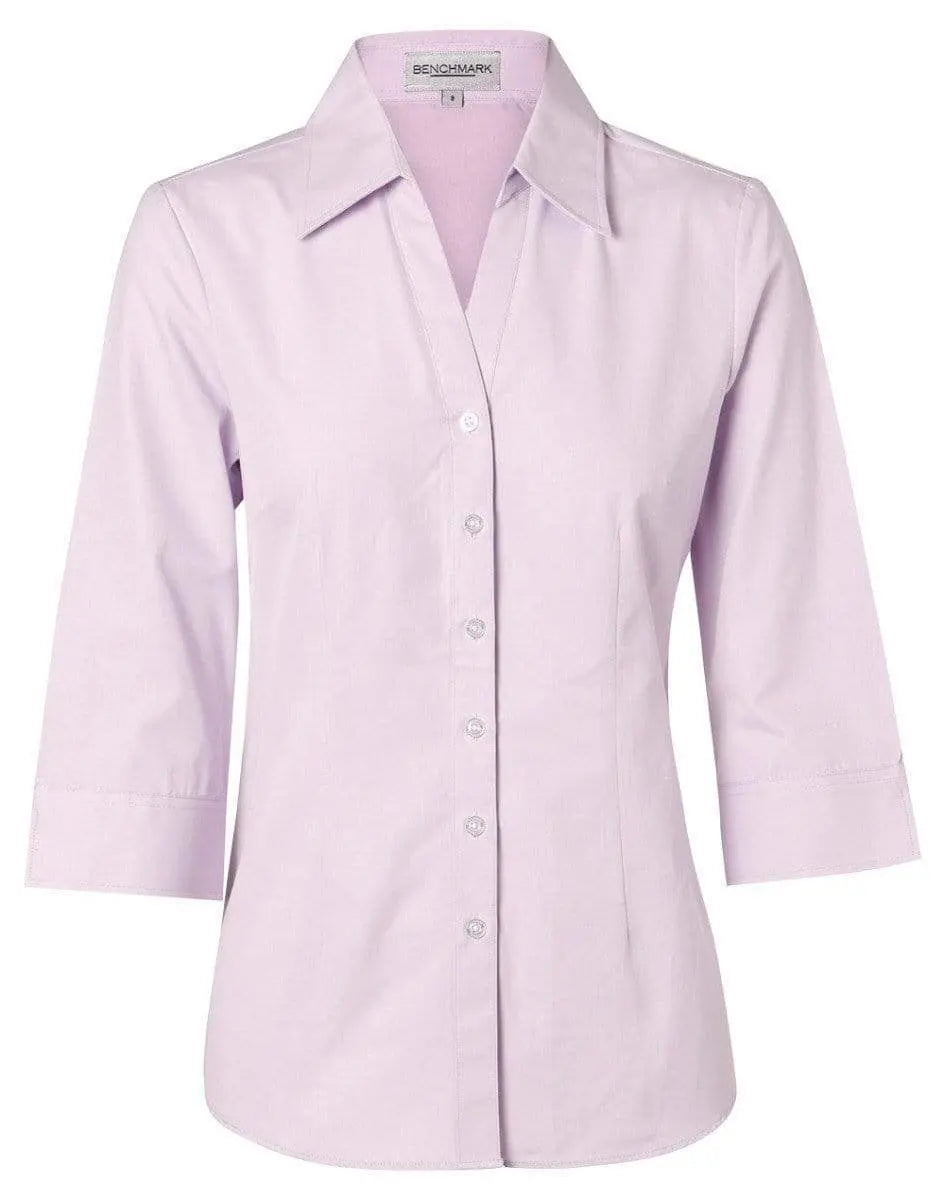 BENCHMARK Women's CVC Oxford 3/4 Sleeve Shirt M8040Q Metro Workwear.